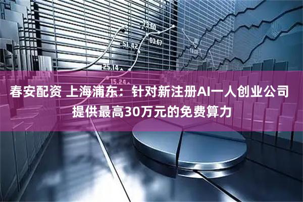 春安配资 上海浦东：针对新注册AI一人创业公司 提供最高30万元的免费算力