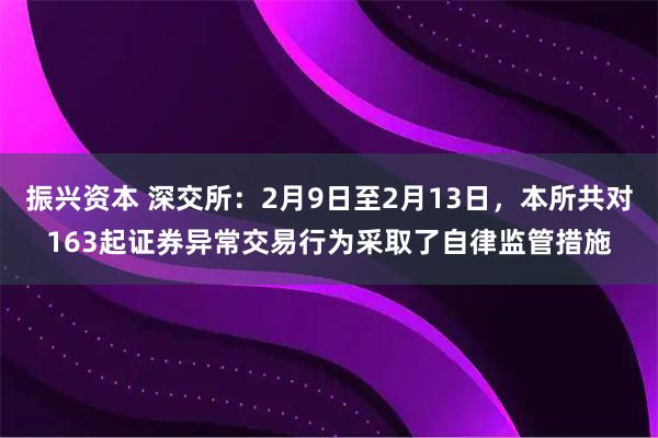 振兴资本 深交所：2月9日至2月13日，本所共对163起证券异常交易行为采取了自律监管措施
